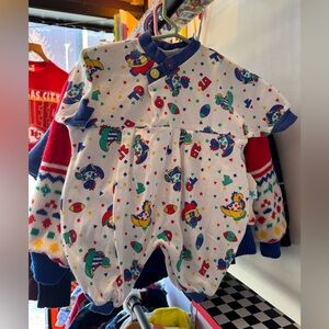 Vintage Little Me colourblock Dino romper